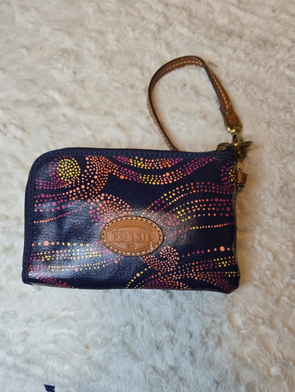 Fossil Navy Wristlet with Multicolor Dot Swirl